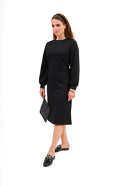 Modest Black Puff Sleeve Dress – Women's Fashion