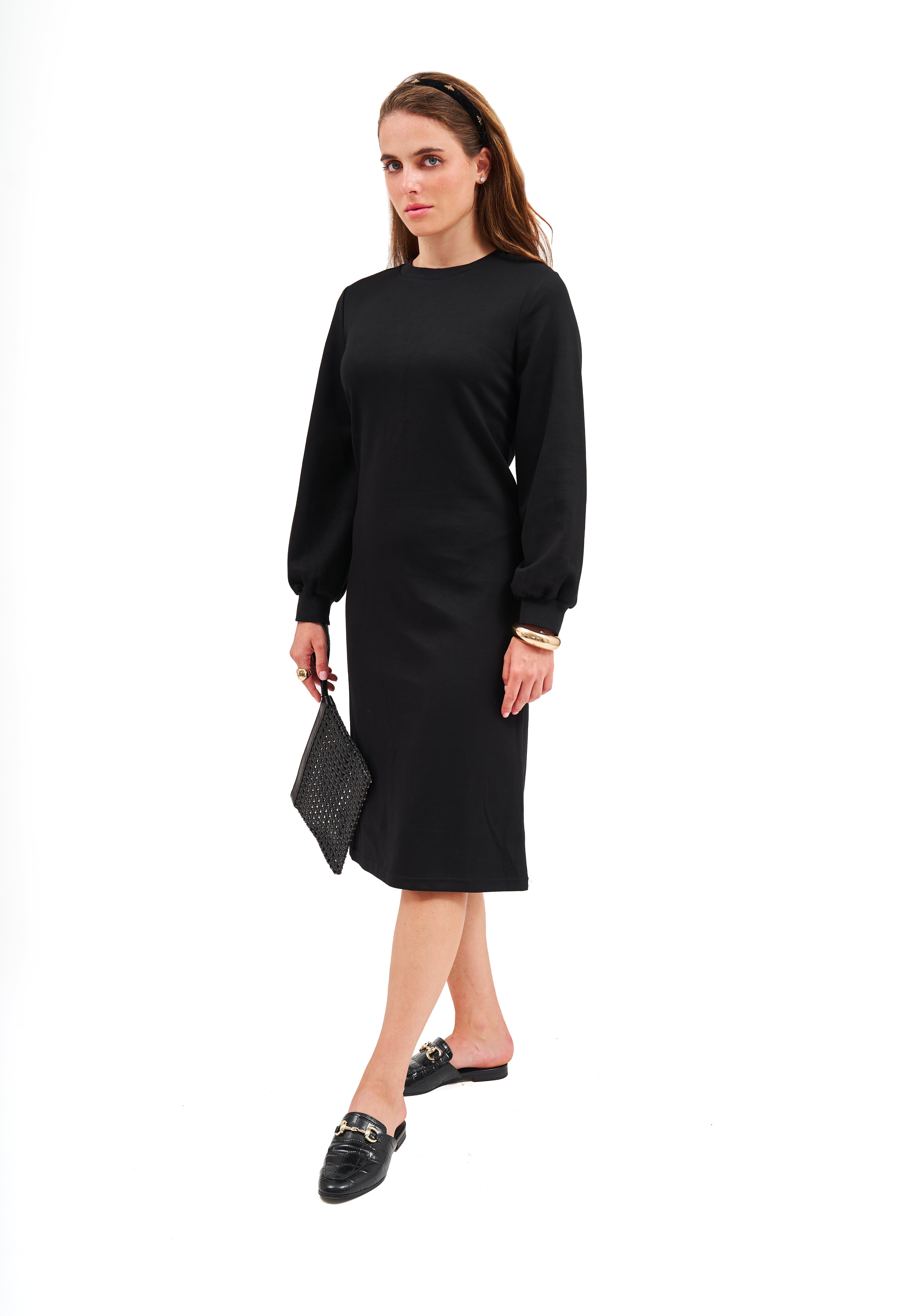 Modest Black Puff Sleeve Dress – Women's Fashion
