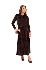 Modest Hazelnut Velvet Midi Skirt – Women's Fashion
