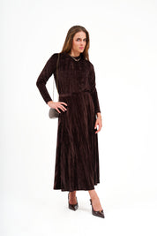Modest Hazelnut Velvet Midi Skirt – Women's Fashion