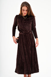 Modest Hazelnut Velvet Midi Skirt – Women's Fashion