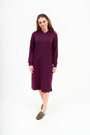 Modest Cranberry Pullover Hoodie Dress – Women's Fashion