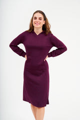 Modest Cranberry Pullover Hoodie Dress – Women's Fashion