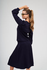 Modest Navy Puff Sleeve Top – Women's Casual Top