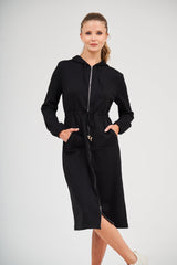 Vestido Sudadera de Largo Medio - Negro