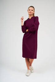 Pull Over Hoodie Dress - Cranberry