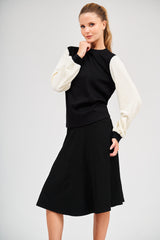 Modest Black & Ivory Sheepskin Top – Women's Fashion