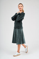 Modest Jewel Teal Velvet Shishi Skirt – Women's Fashion