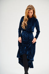 Modest Sapphire Velvet Midi Skirt – Women's Fashion