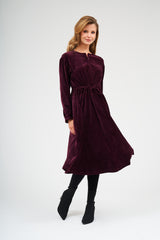 Modest Bordeaux Velvet Lia Dress – Women's Elegant Fashion
