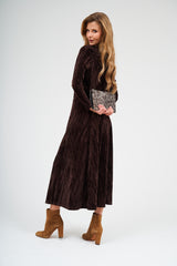 Modest Hazelnut Velvet Midi Skirt – Women's Fashion