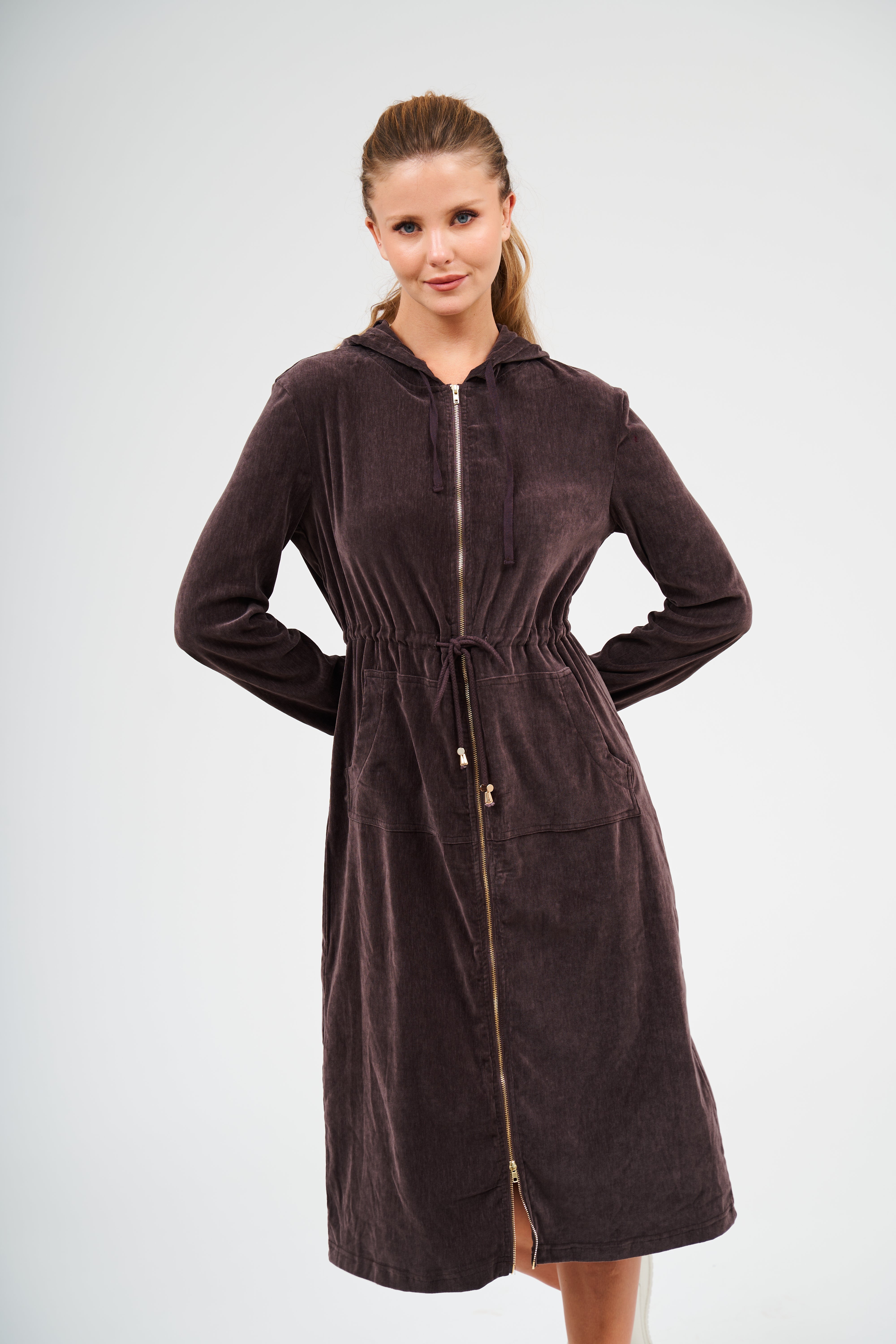 Hoodie Long Dress - Chocolate – Daniella Faye