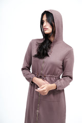 Modest Hoodie Dress in Mocha -  Women's Fashion