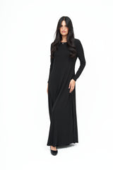 Modest Black Slant Maxi Sparkle Dress- Women's Fashion