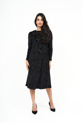 Nuevo Vestido de Terciopelo Floral con Movimiento: Negro