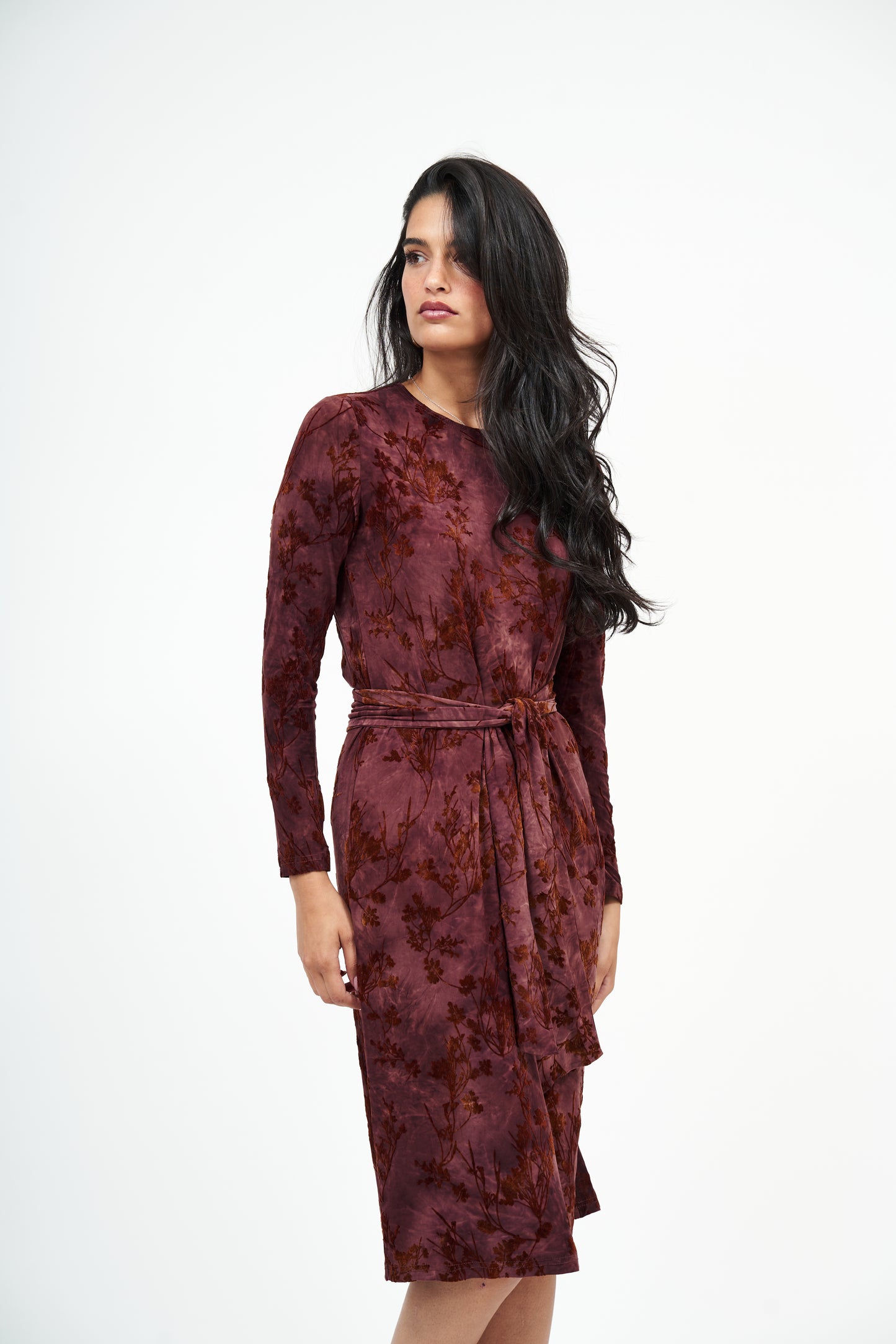 Loose Basic Floral Velvet: Maroon