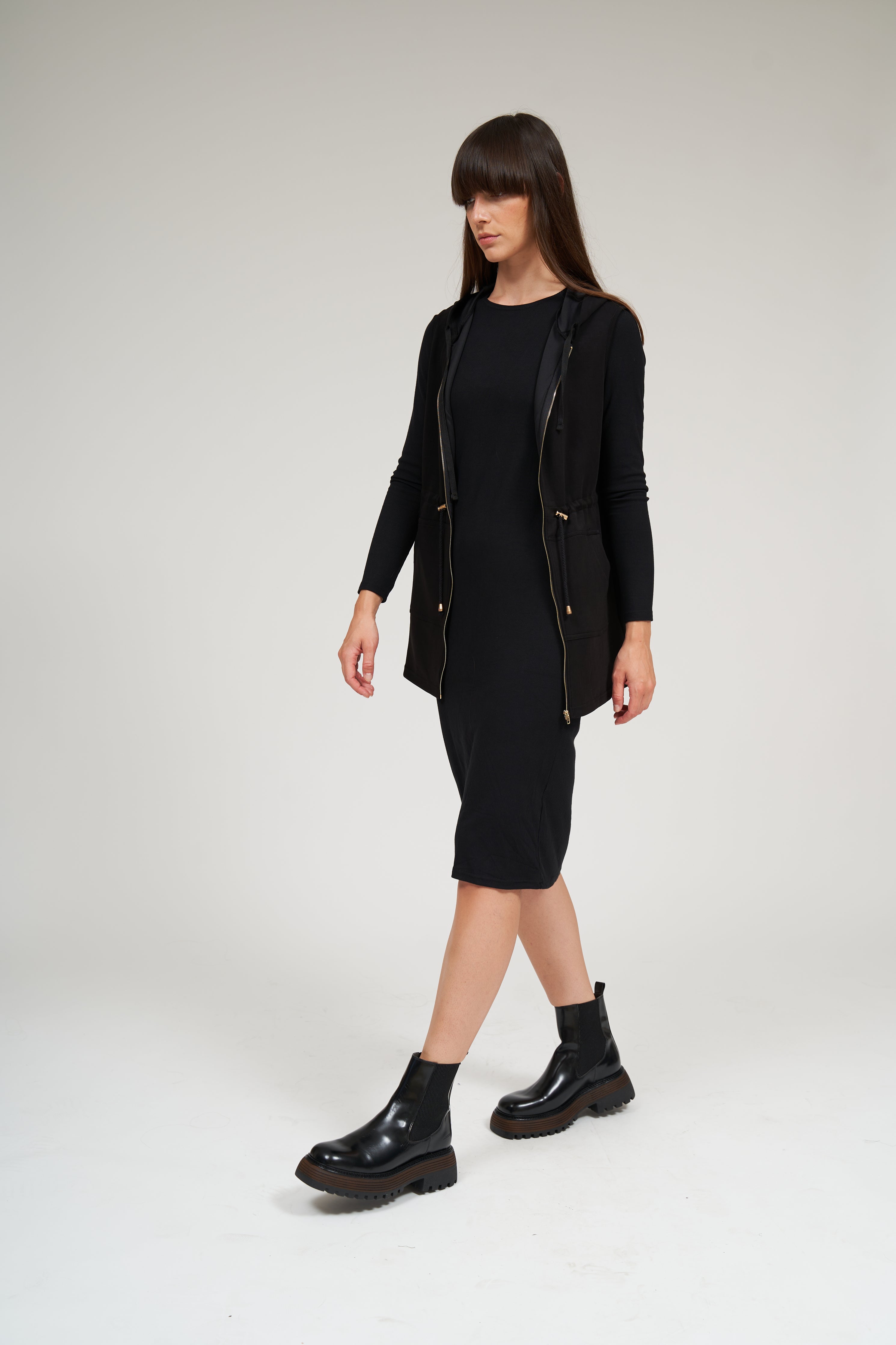 Hoodie sin mangas - Negro