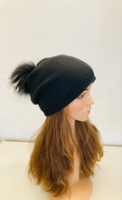 Load image into Gallery viewer, Black Beanie with Pom Pom