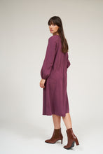 Load image into Gallery viewer, Olivia Raglan Sleeve Button Down Dress- Sangria