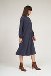 Olivia Raglan Sleeve Button Down Dress- Steel Blue