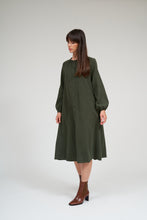 Load image into Gallery viewer, Olivia Raglan Sleeve Button Down Dress- Thyme