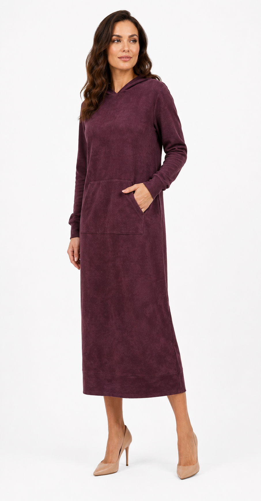Serenity Modest Hoodie Dress for Women | Casual Long Sleeve Knit Dress | Plum