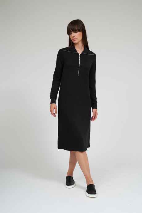 Serena Half Zip Dress- Black