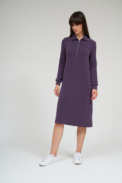 Serena Half Zip Dress- Plum