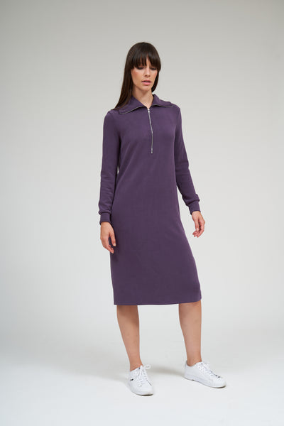 Serena Half Zip Dress- Plum