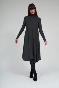 Turtleneck Flow Dress- Grey