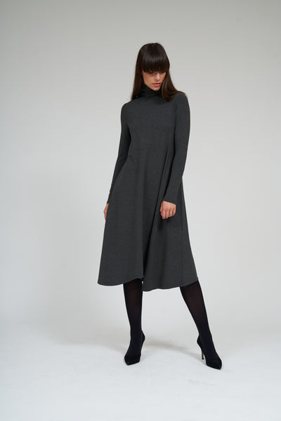 Turtleneck Flow Dress- Grey