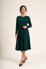 Aura Modest Knit Dress for Women | Long Sleeve Elegant Midi Dress | Ja'Teal