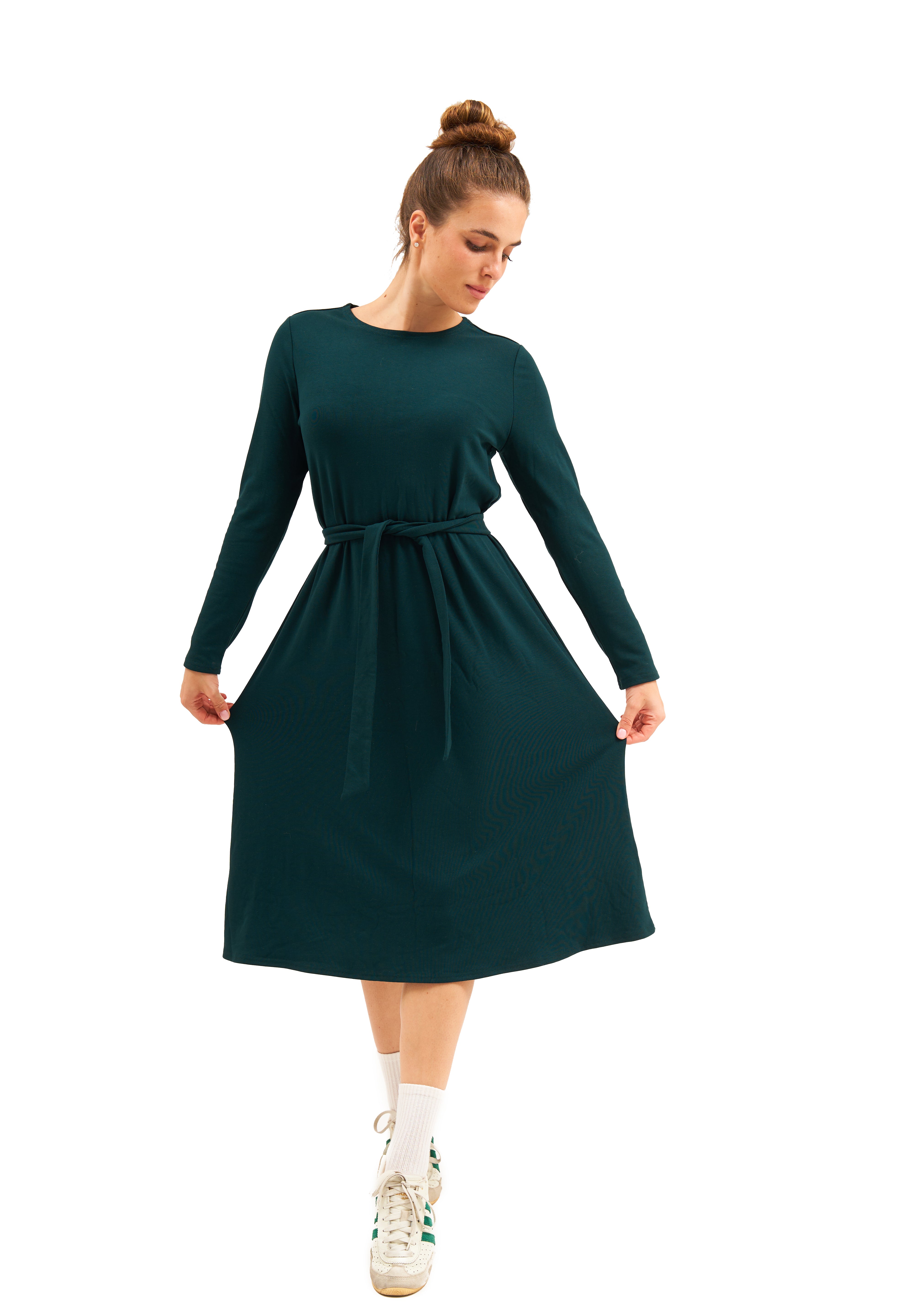 Daniella Faye Aura swing dress in ja'teal — modest women's FW26 collection, photo 2