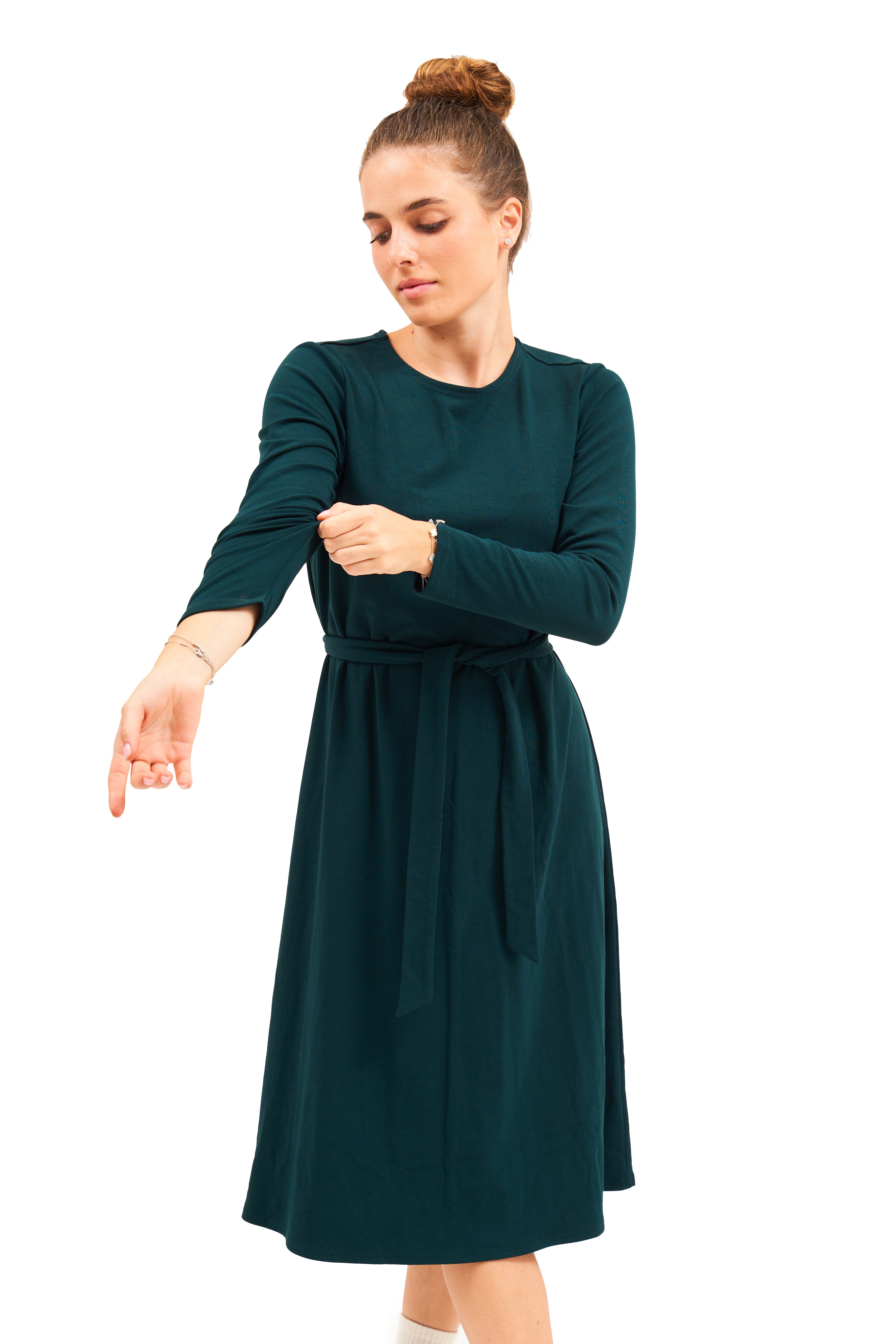 Daniella Faye Aura swing dress in ja'teal — modest women's FW26 collection, photo 4
