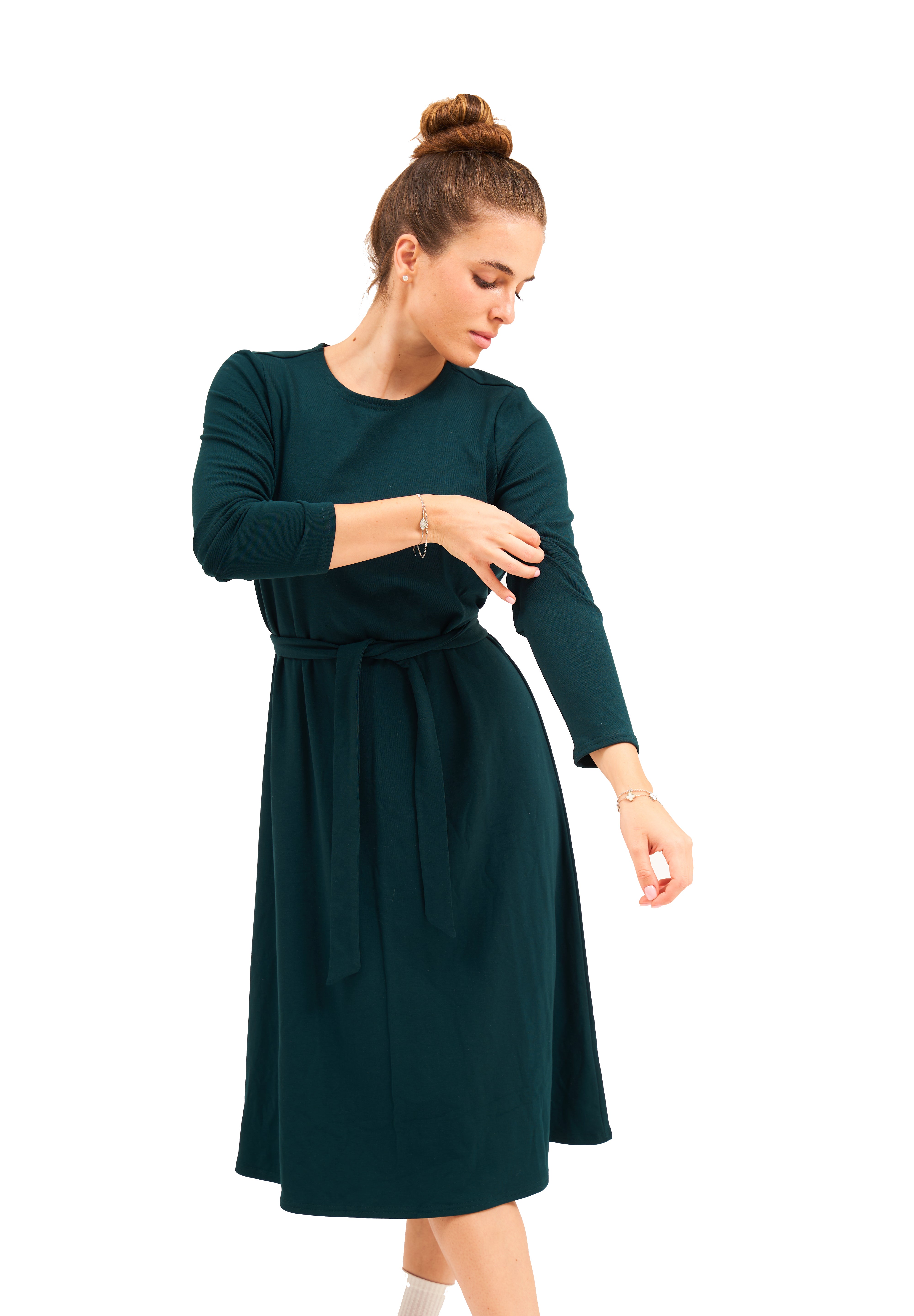 Daniella Faye Aura swing dress in ja'teal — modest women's FW26 collection, photo 5