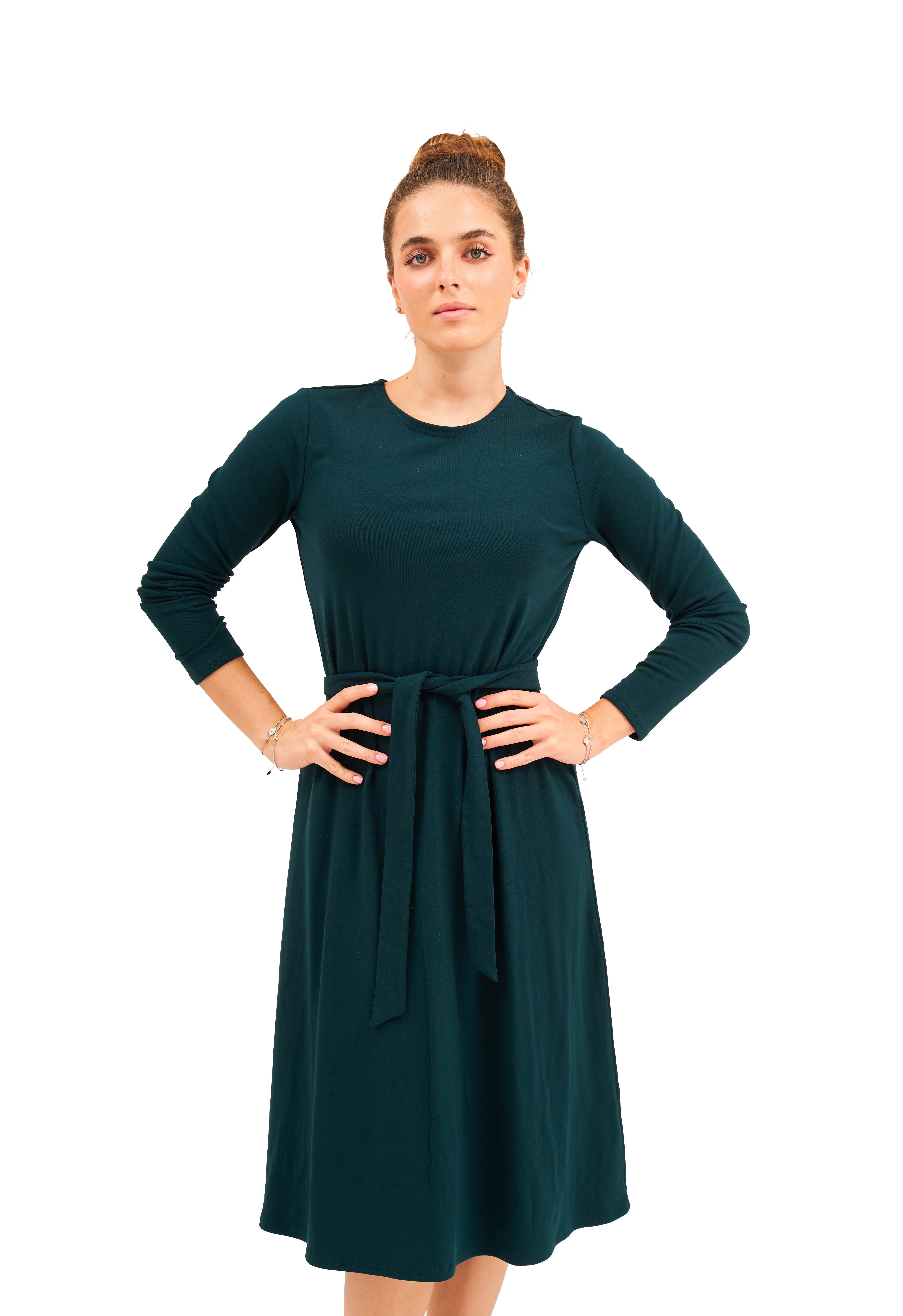 Daniella Faye Aura swing dress in ja'teal — modest women's FW26 collection, photo 6