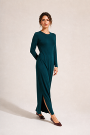 Daniella Faye Aura maxi swing dress in ja'teal — modest women's FW26 collection, view 3