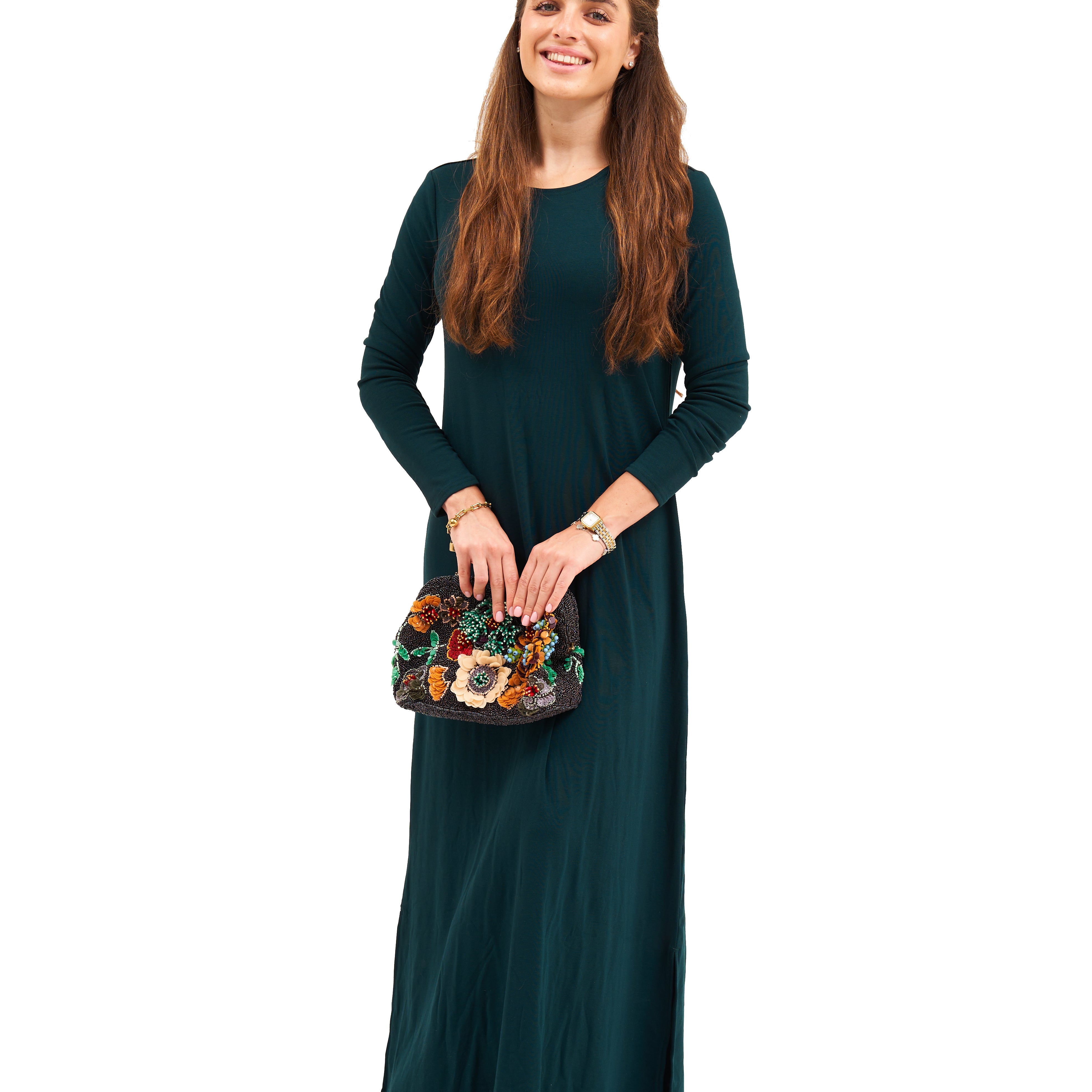Daniella Faye Aura maxi swing dress in ja'teal — modest women's FW26 collection, photo 2