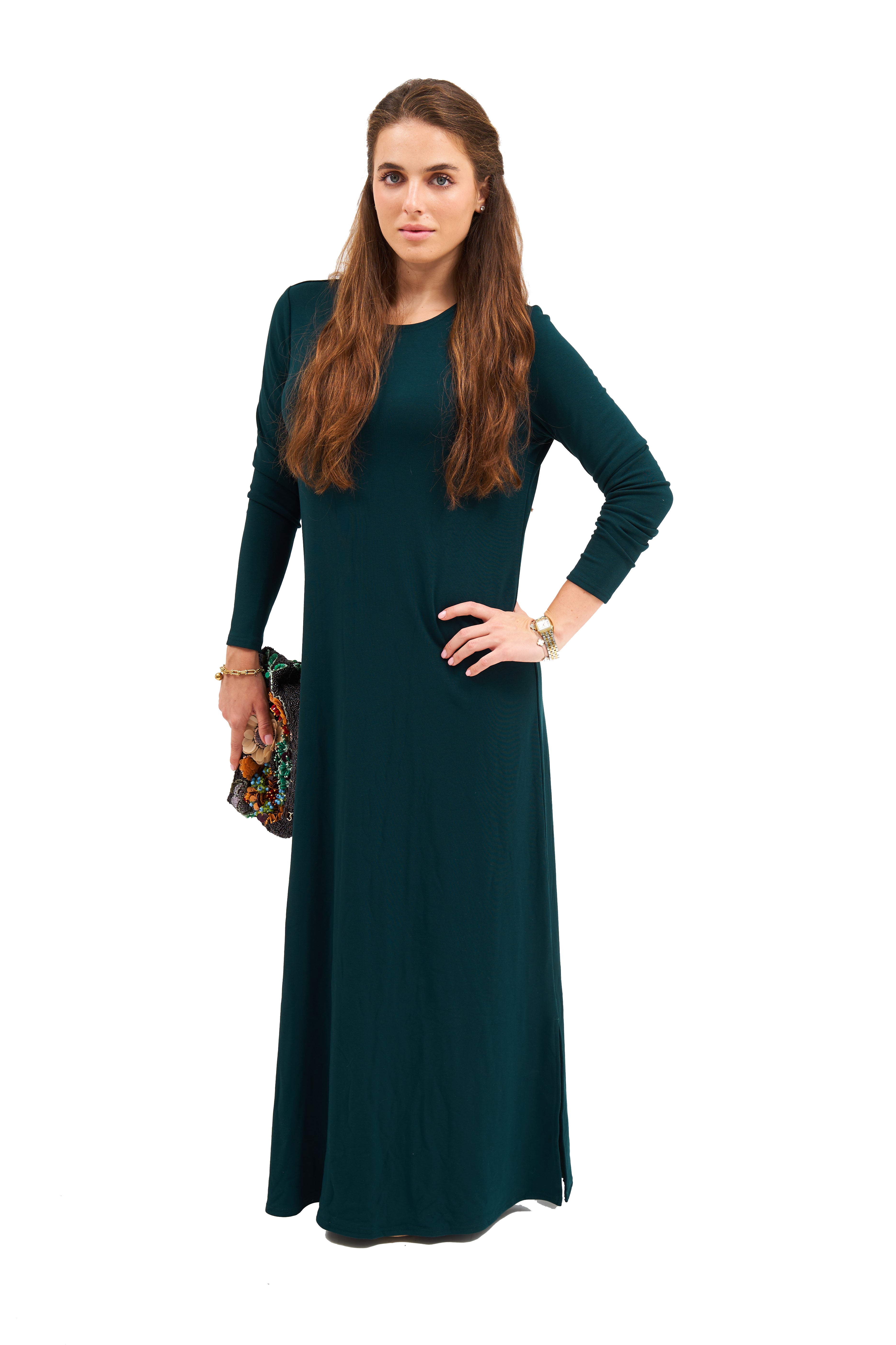 Daniella Faye Aura maxi swing dress in ja'teal — modest women's FW26 collection, photo 3