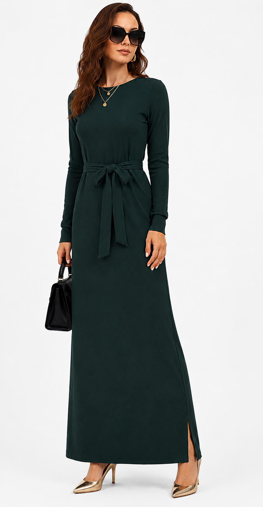Aura Modest Maxi Dress for Women | Long Sleeve Elegant Knit Dress | Ja'Teal