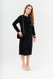 26WS1671 black back zipper velvet dress