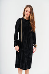 Modest Black Back Zipper Velvet Dress – Women's Fashion