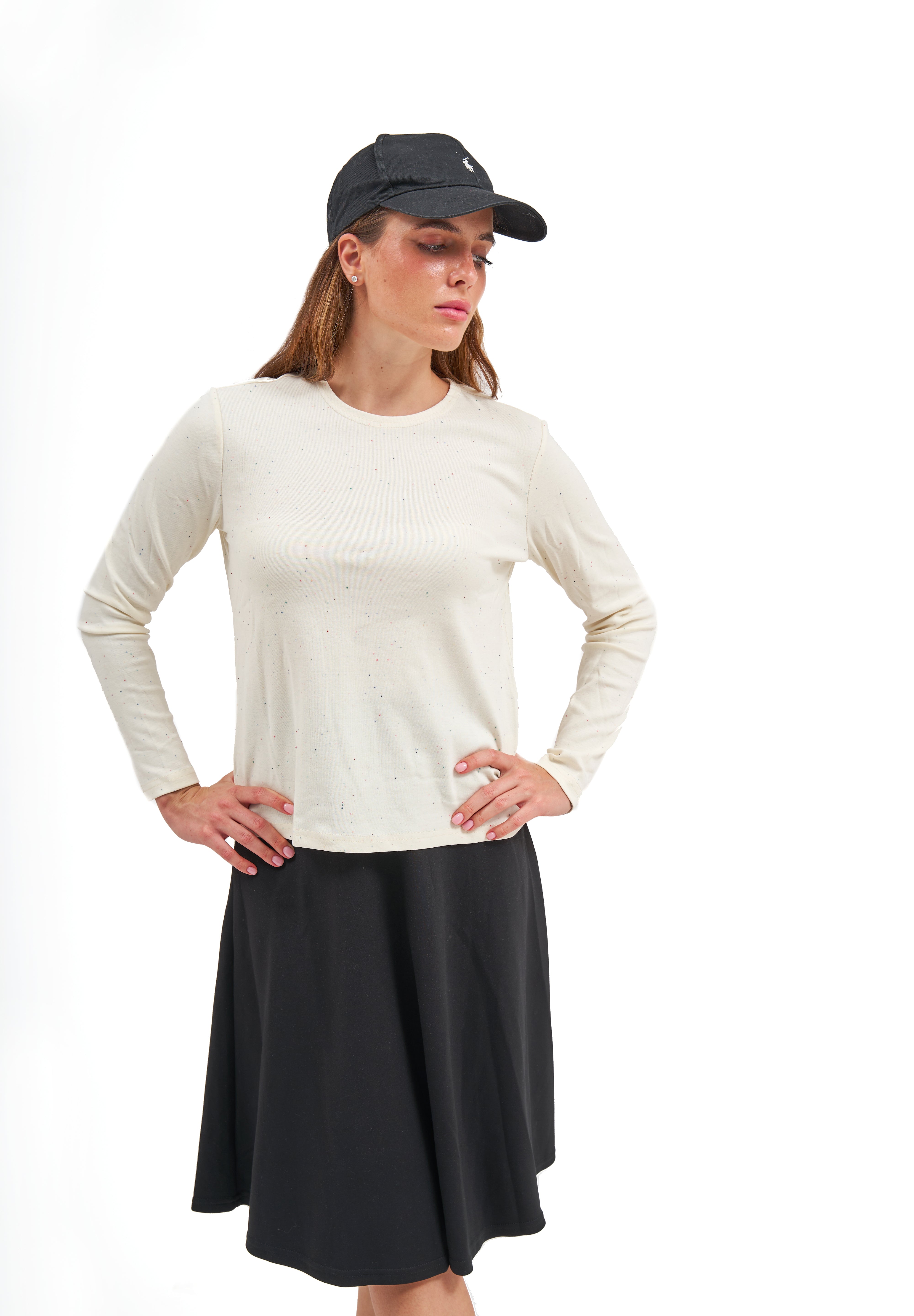 26WS0708 black and ivory sheepskin top
