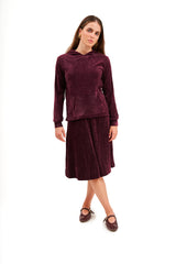 Modest Burgundy Velvet Shishi Skirt – Women's Fashion