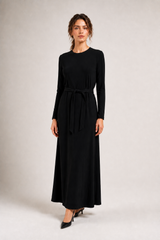 Empress Modest Maxi Dress for Women | Long Sleeve Elegant Knit Dress | Black