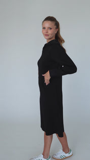 Modest Black Pullover Hoodie Dress – Women's Fashion