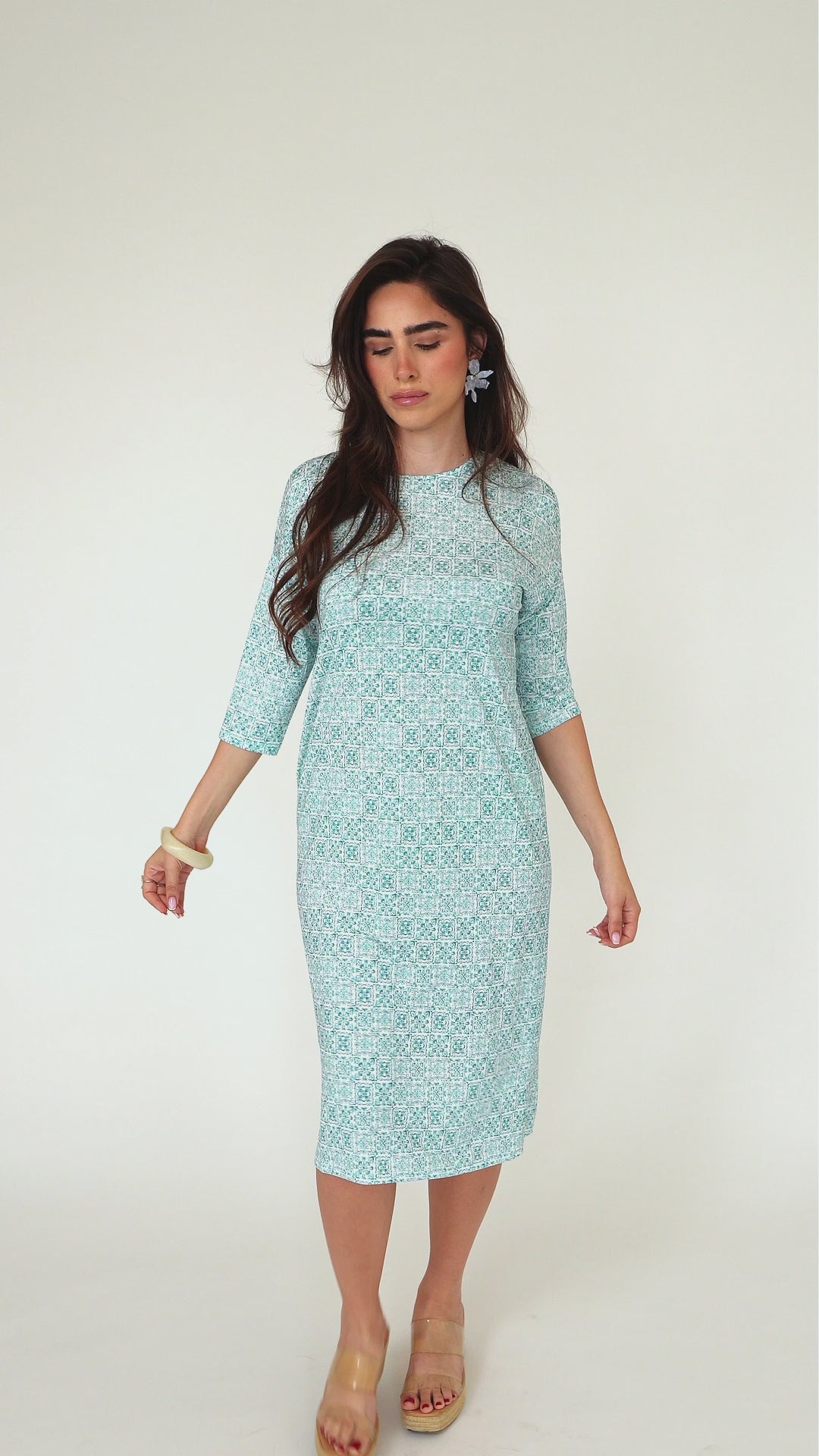 Modest Talavera Teal Square Dress – Women's Fashion