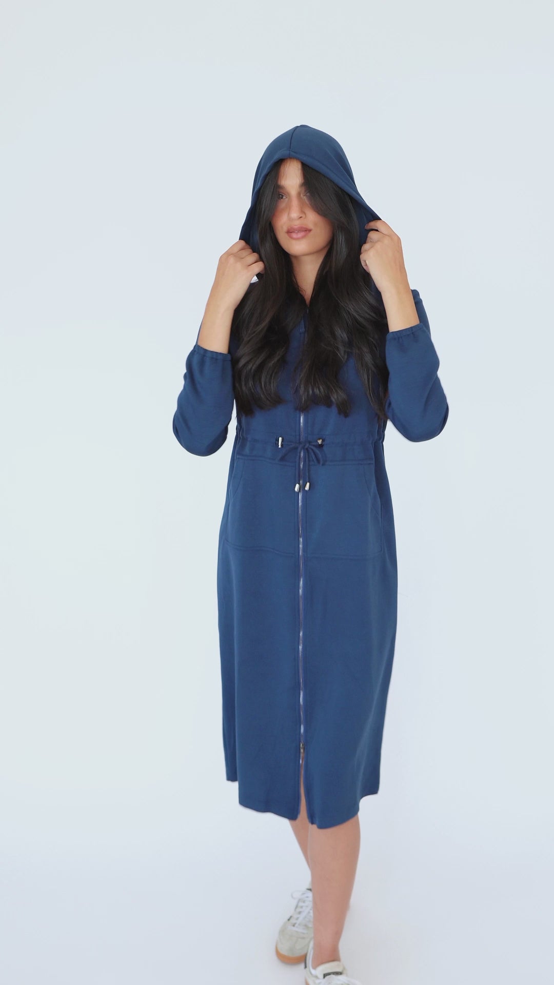 NW Hoodie Long Dress: Peacock