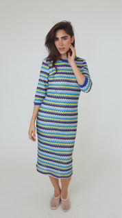 Royal Chevron Loose Basic Dress