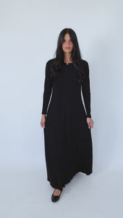 Modest Black Slant Maxi Sparkle Dress- Women's Fashion
